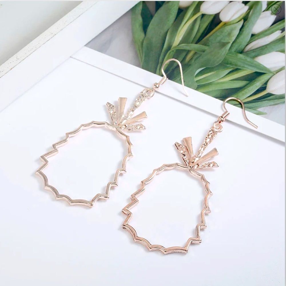 🍍Rose Gold Plated Lightweight Hook Drop boho Beachy  Earrings